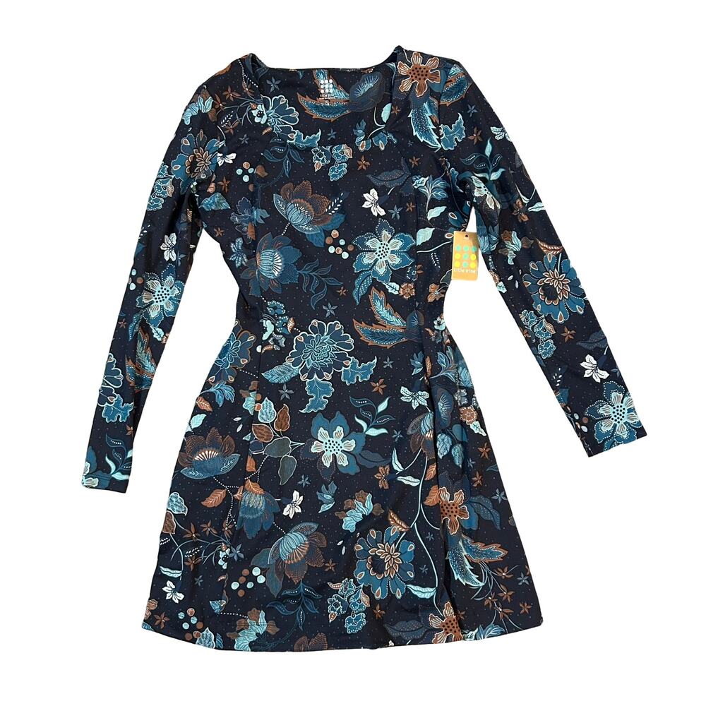 Title Nine Dream Dress Womens Small Long Sleeve Blue Floral Casual Packable Boho